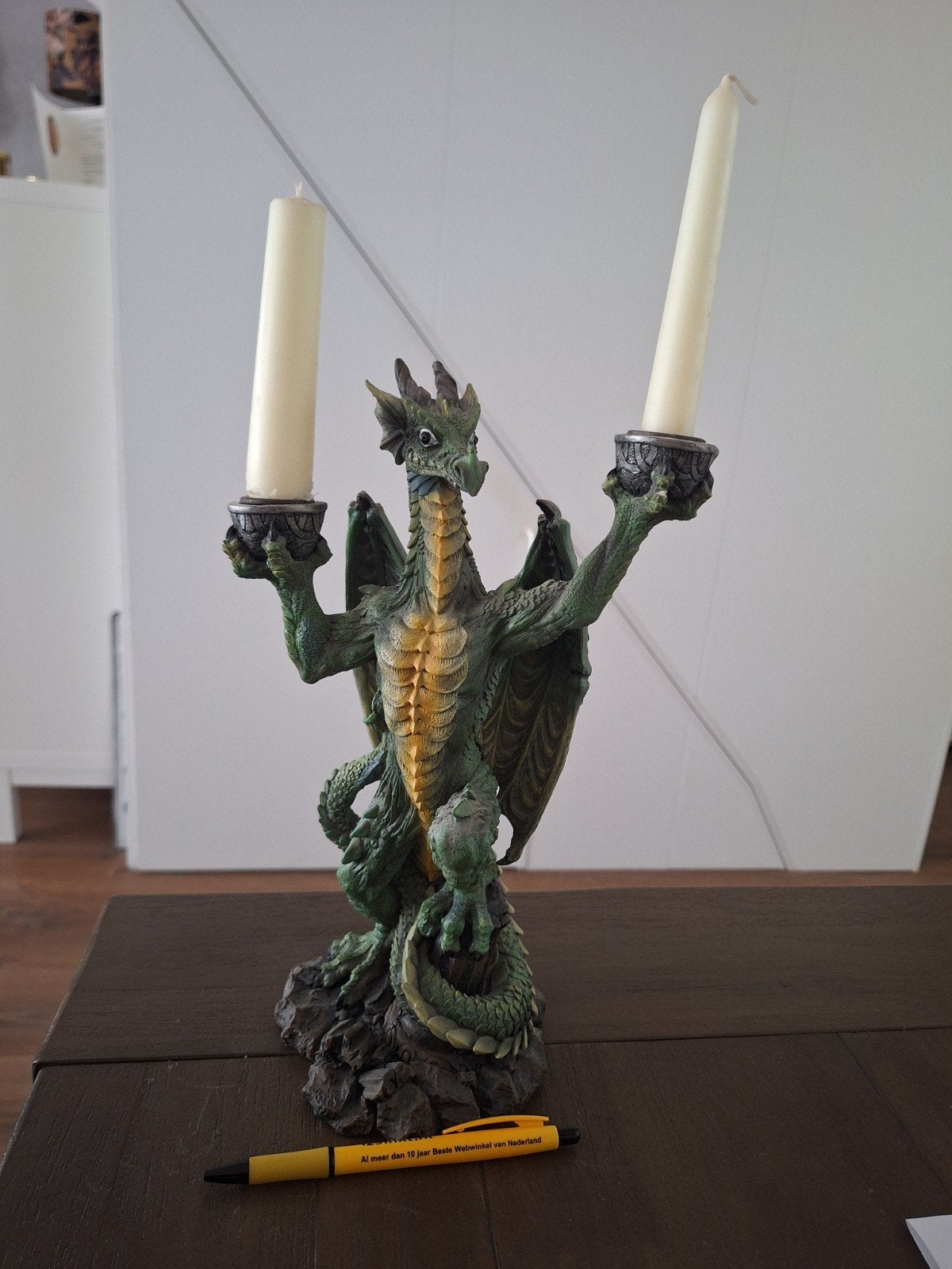 Beeld kandelaar Draak, Verzamelen, Ophalen of Verzenden, Zo goed als nieuw, Fantasy
