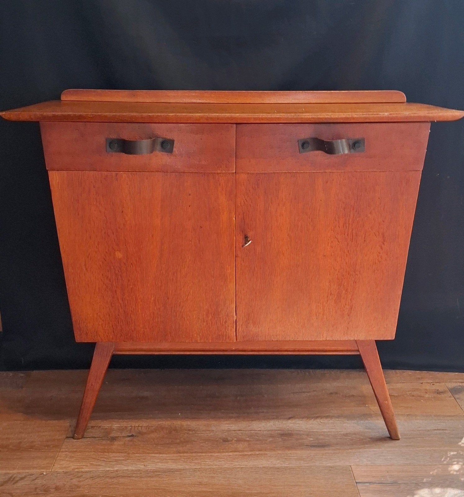 Vintage Deens Teakhouten Dressoir, Ophalen, Gebruikt, Glas, 50 tot 100 cm