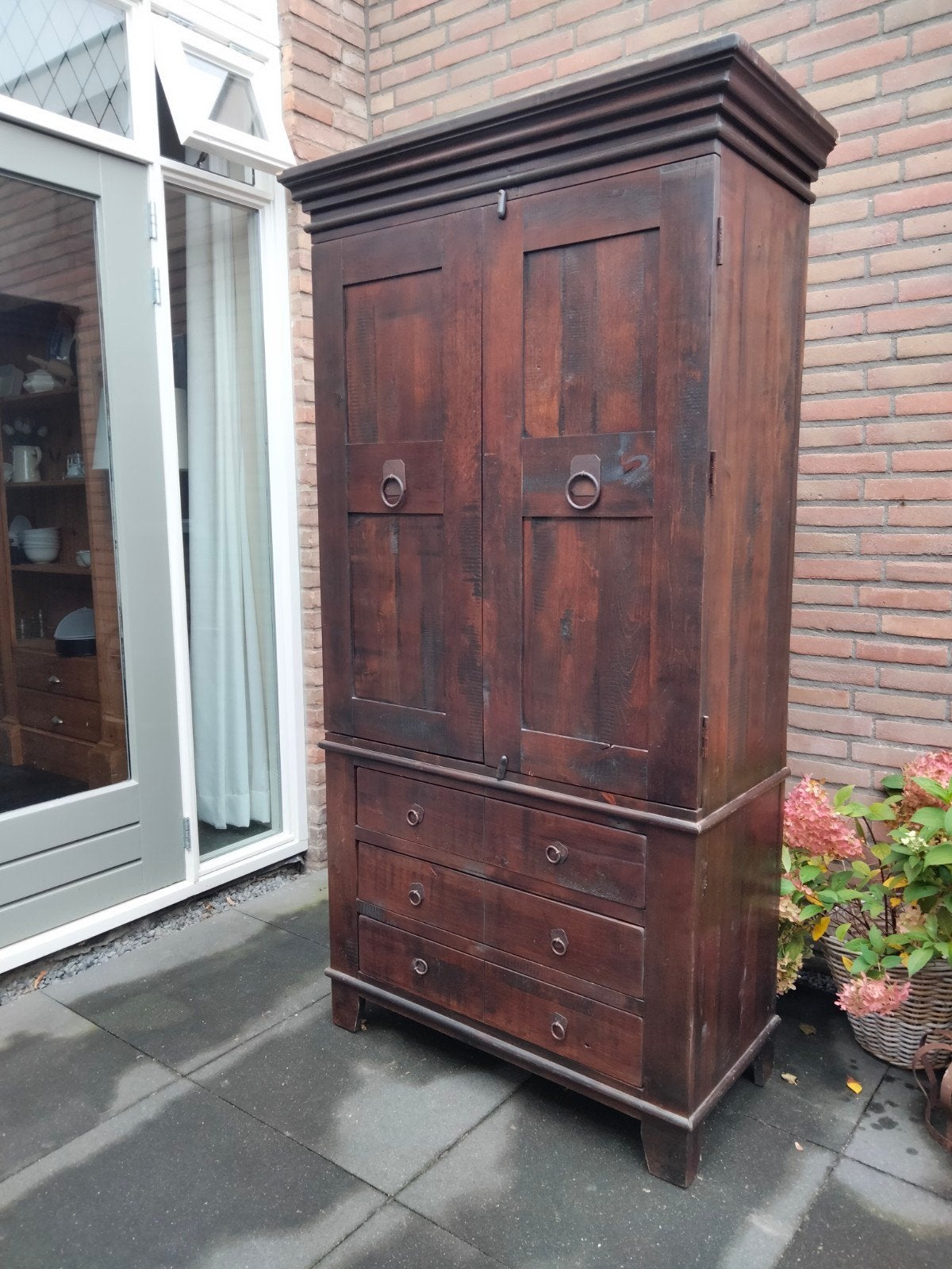 Massief houten kast met lades - Vintage stijl, Ophalen