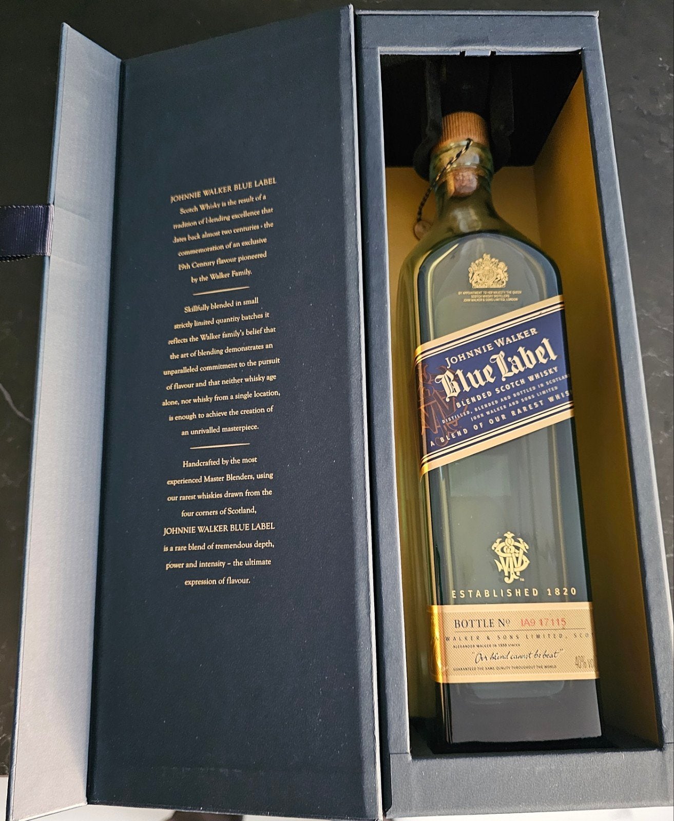 Lege Johnnie Walker Blue Label fles met doos, Ophalen of Verzenden, Gebruikt, Frankrijk, Overige typen