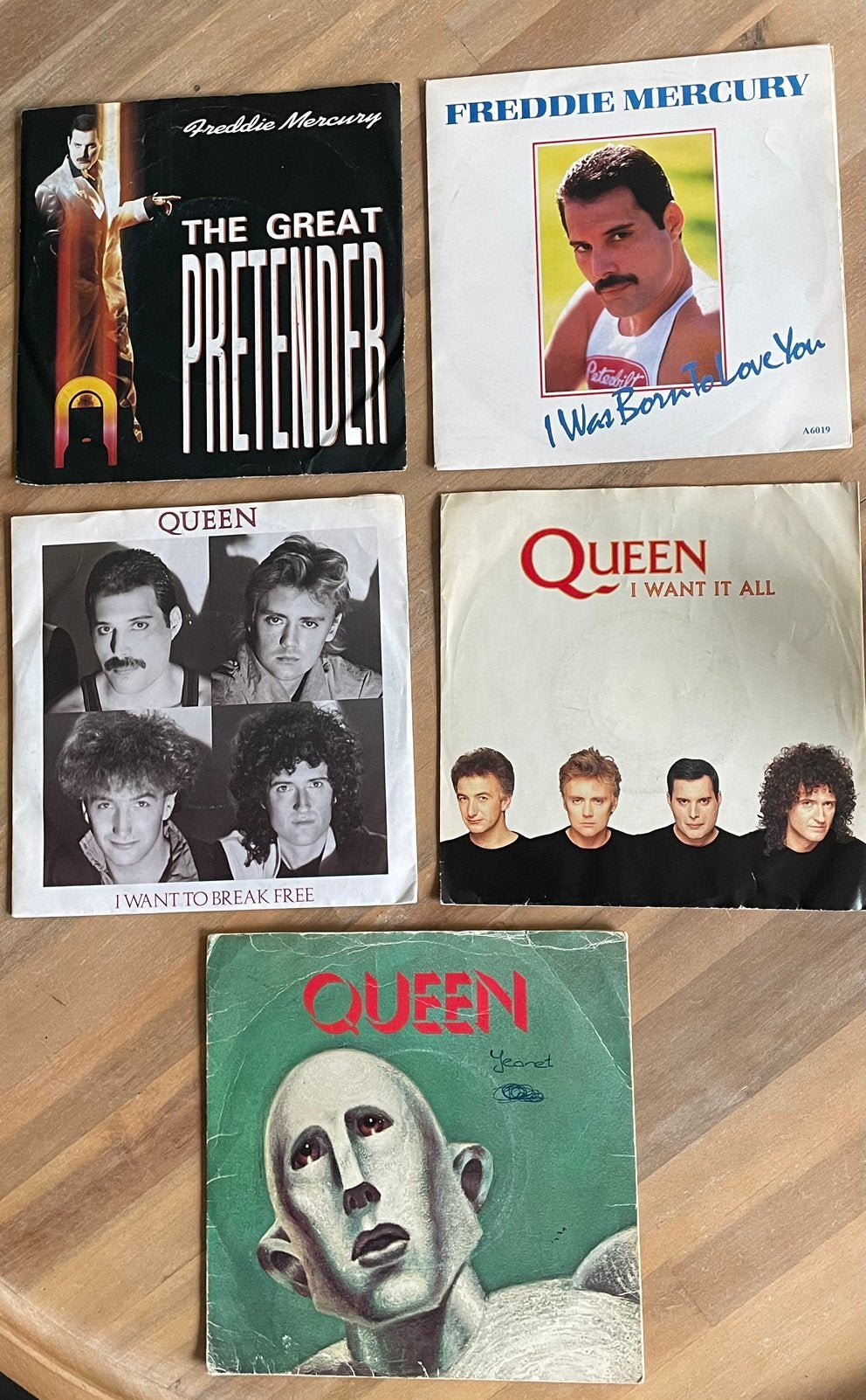 Queen/Freddie Mercury 5x, Ophalen of Verzenden, Gebruikt, Overige formaten, Poprock