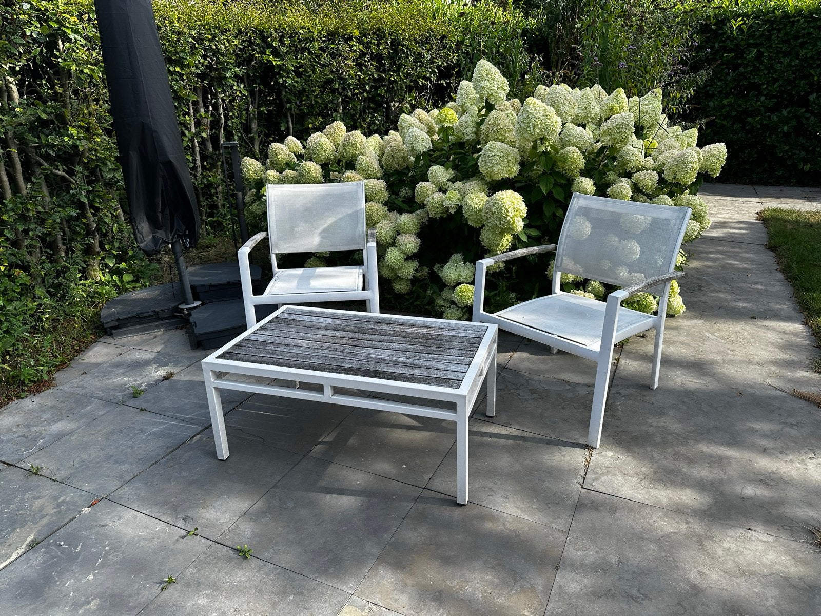 Tuinset met 2 stoelen en salontafel, Tuin en Terras, Gebruikt, Aluminium, Stoel, Tuinset