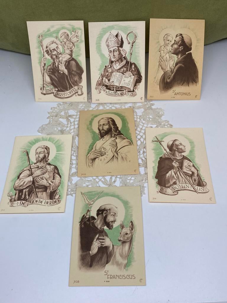 7 verschillende bidprentjes, Heiligen (120822), Ophalen of Verzenden, Bidprentje