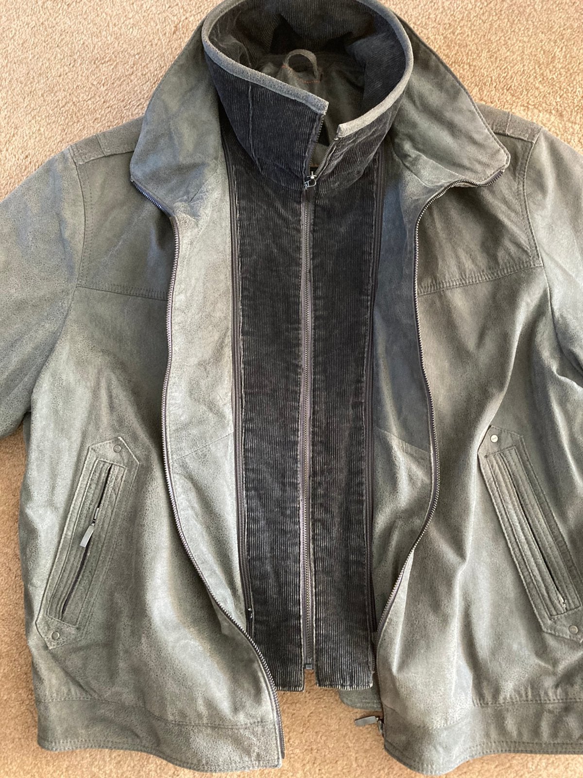 Donar suede Herenjas grijs maat 58, Ophalen, Zo goed als nieuw, Maat 56/58 (XL), Grijs