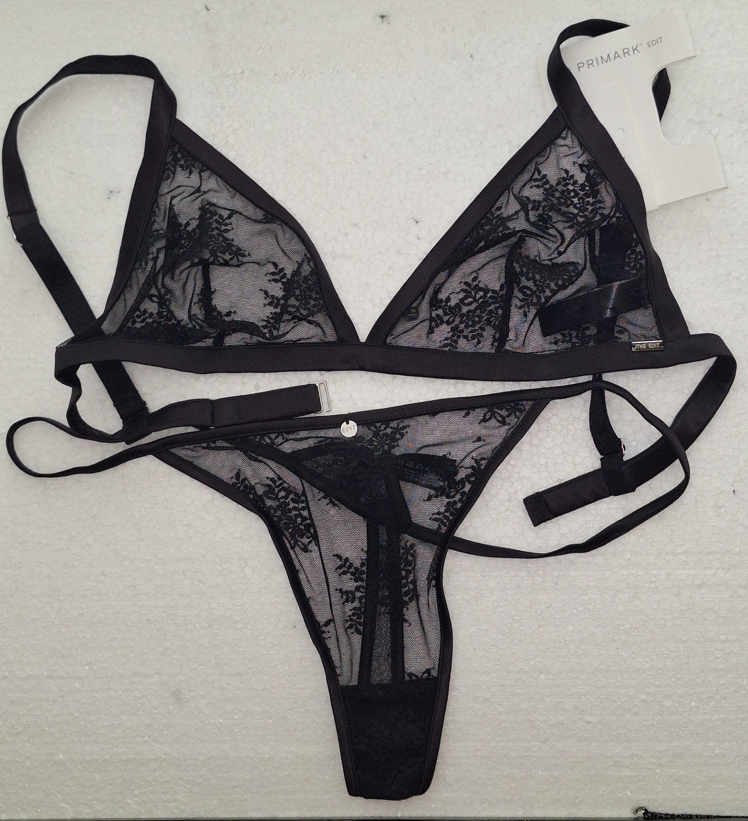Sexy nieuw zwart transparant setje van Primark (L), Kleding | Dames, Verzenden, Zwart