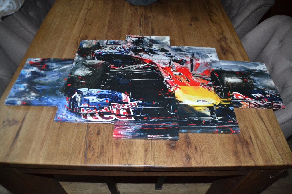 Schilderij Max Verstappen Red Bull (5 canvassen), Ophalen of Verzenden, Zo goed als nieuw, Formule 1