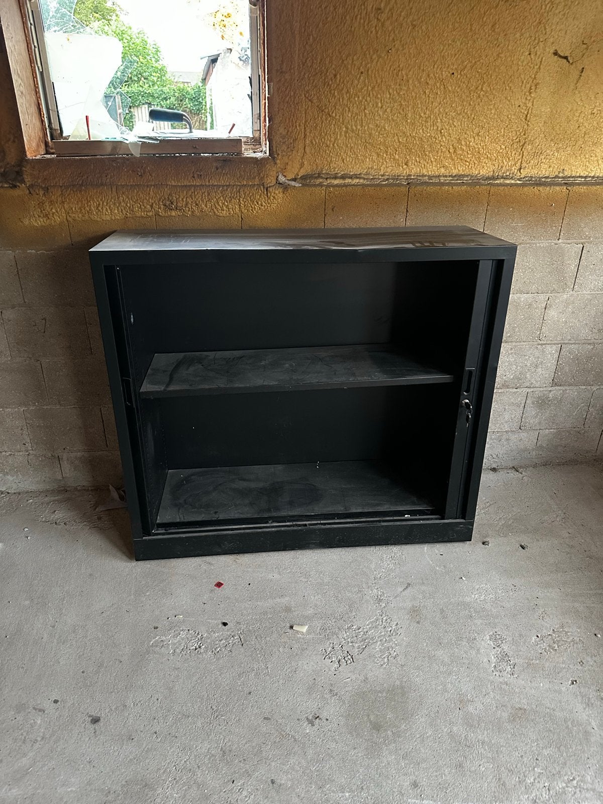 Zwart rolluikkastje 120x106x43 cm, Huis en Inrichting, Ophalen, Gebruikt, 100 tot 150 cm, Metaal