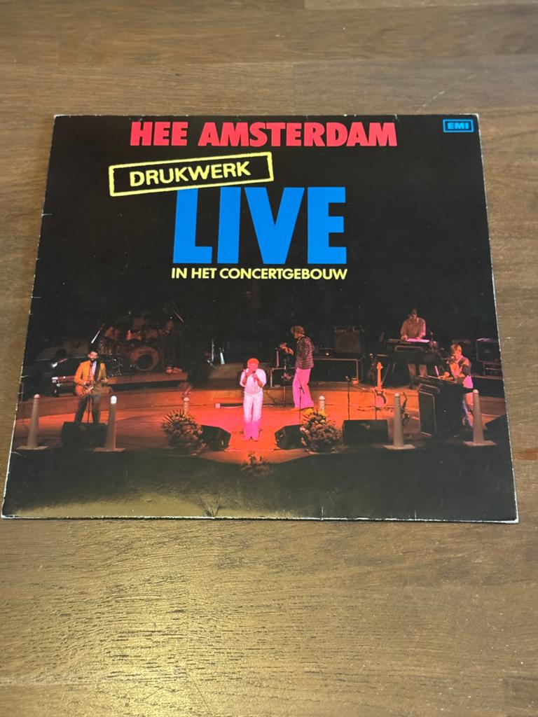 Drukwerk - Hee Amsterdam Live in het Concertgebouw LP, Cd's en Dvd's, Vinyl | Nederlandstalig, Gebruikt, 1980 - 1989, Ophalen of Verzenden