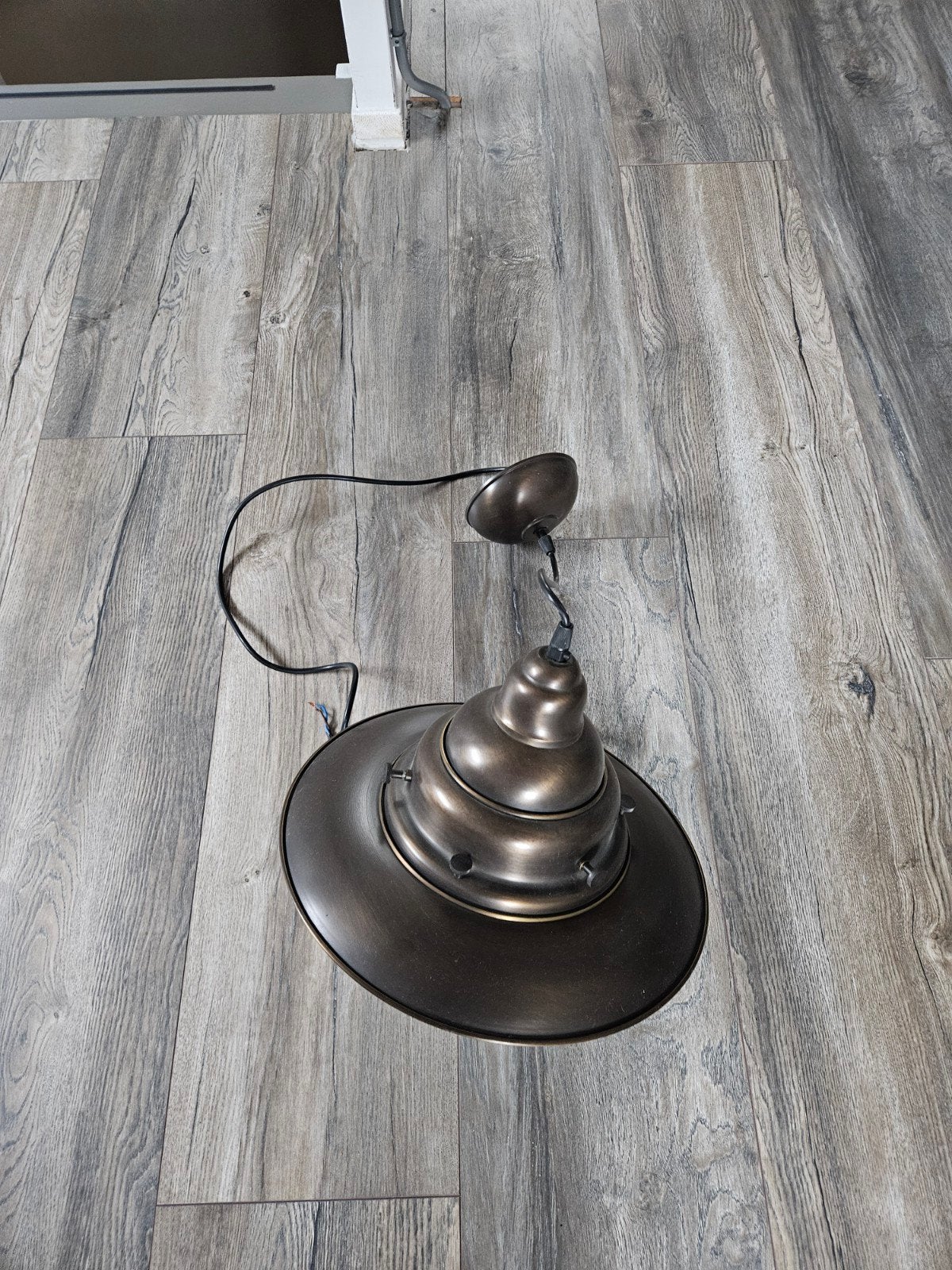 Bronzen hanglamp - Industriële stijl - scheepslamp, Ophalen, Gebruikt, Glas, Industrieel, Vintage