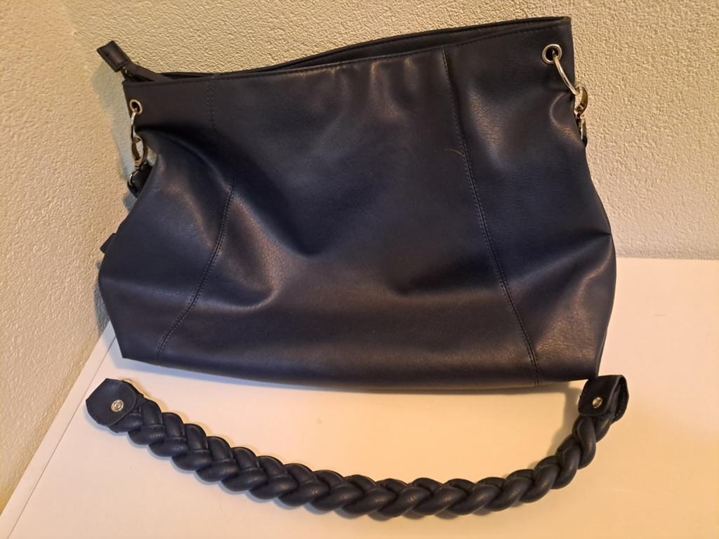 Grote donkerblauwe handtas met verwisselbaar hengsel, Ophalen of Verzenden, Blauw, Handtas