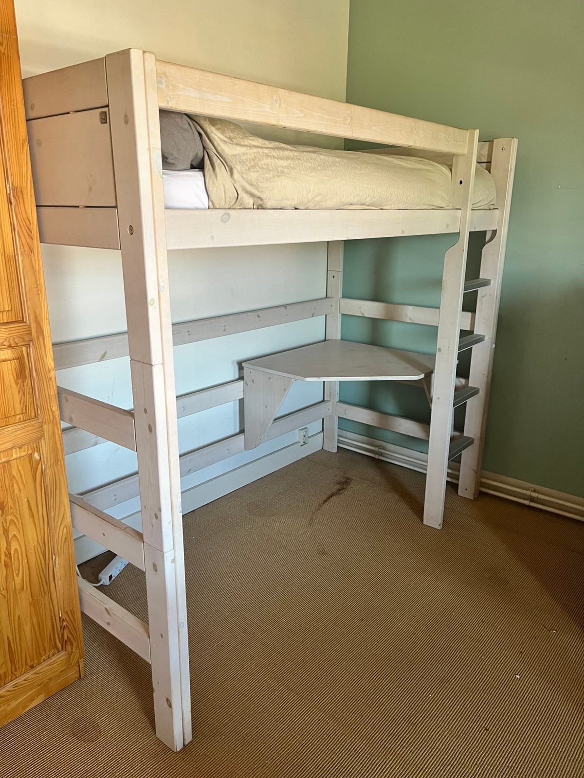 Hoogslaper met hoekburo, Ophalen, Gebruikt, Eenpersoons, 90 cm