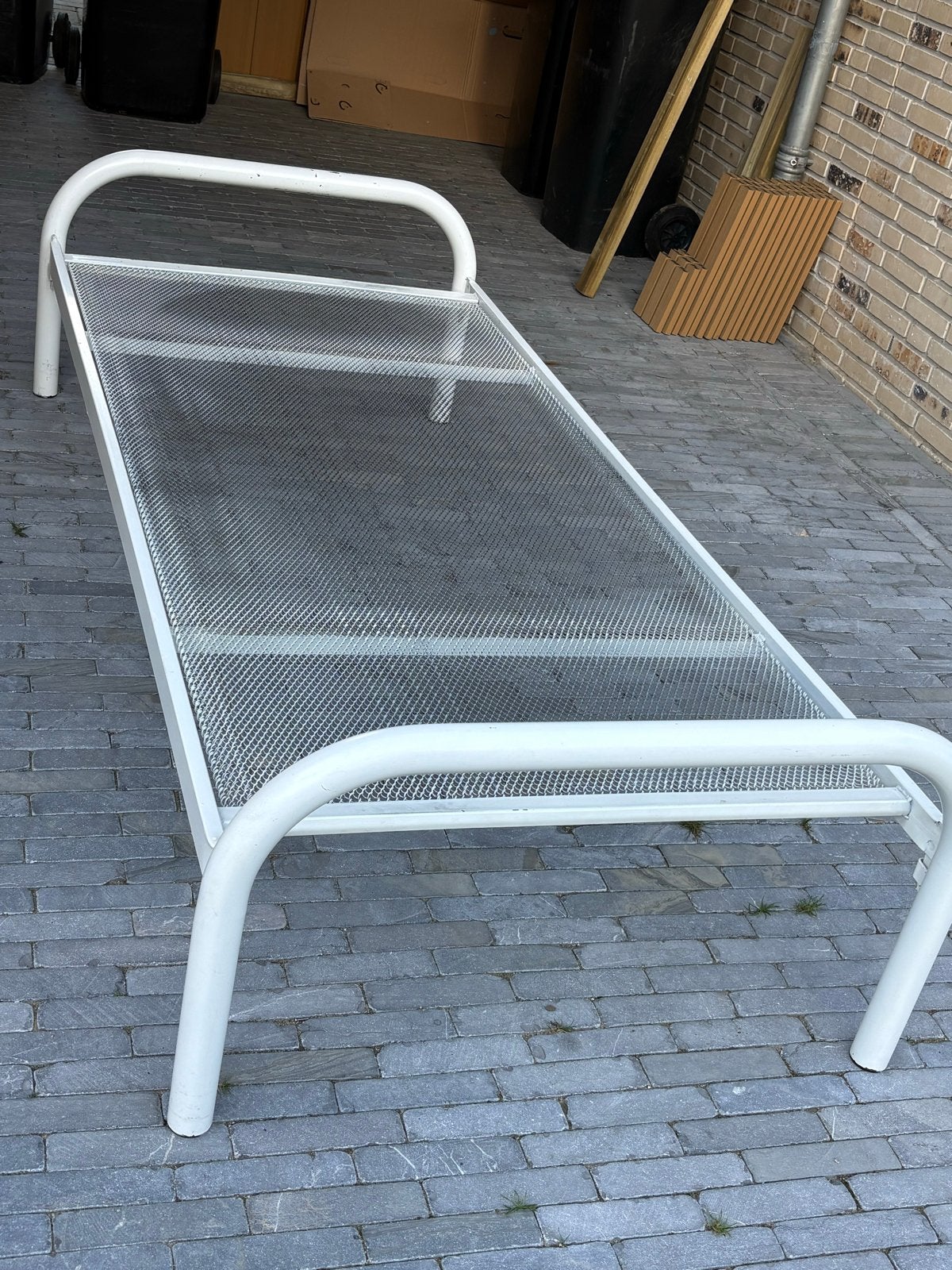 Eenpersoons metalen bedframe (evt met inllapbaar onderbed), Ophalen, Gebruikt, 90 cm, Eenpersoons