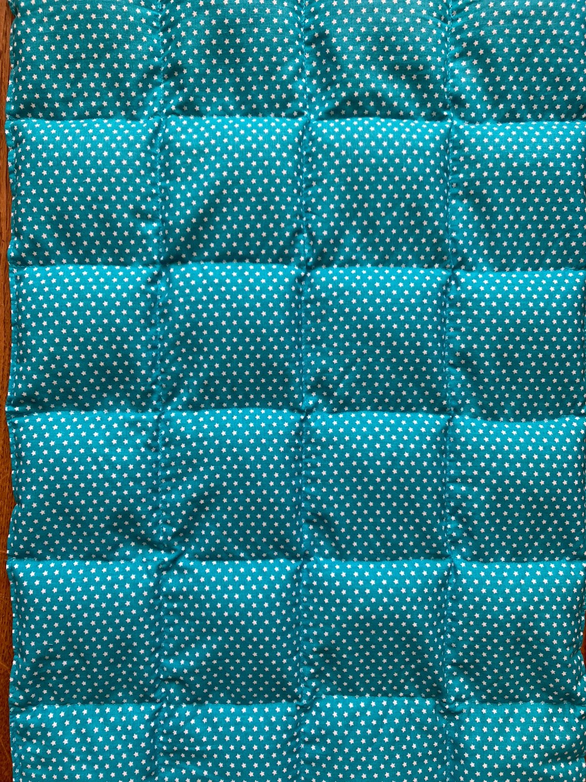 Verkoelend kussen of warmtekussen. Turquoise met sterretjes, Ophalen, Blauw, Nieuw, Rechthoekig