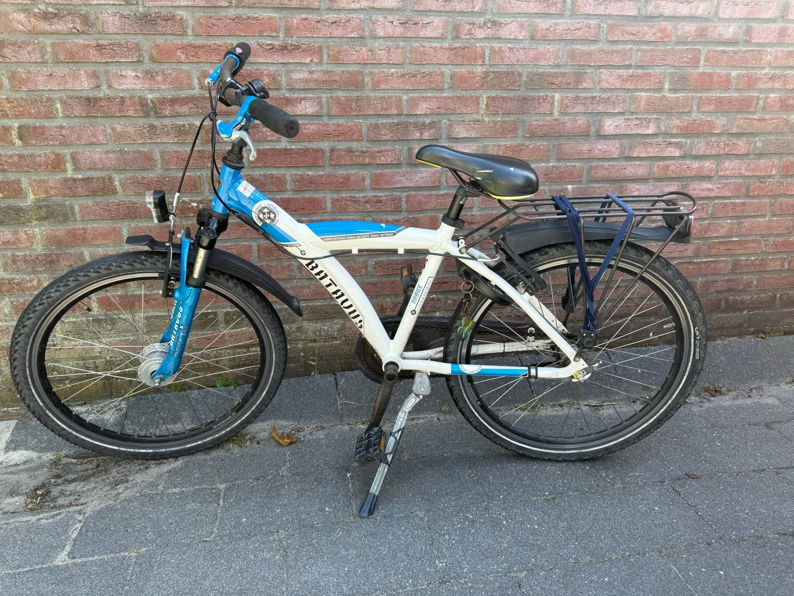 Batavus kinderfiets - Wit/Blauw, Fietsen en Brommers, Ophalen, Gebruikt, Velgrem, Versnellingen