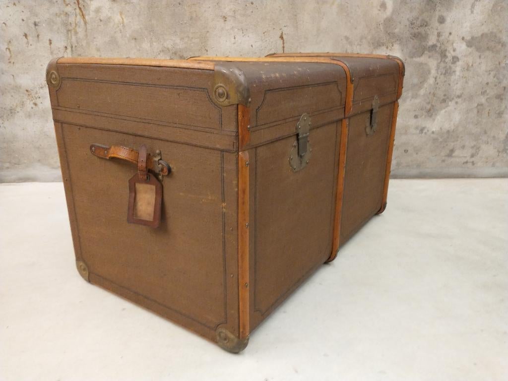 Antieke grote hutkoffer met 2 inlays B 100cm , Ophalen