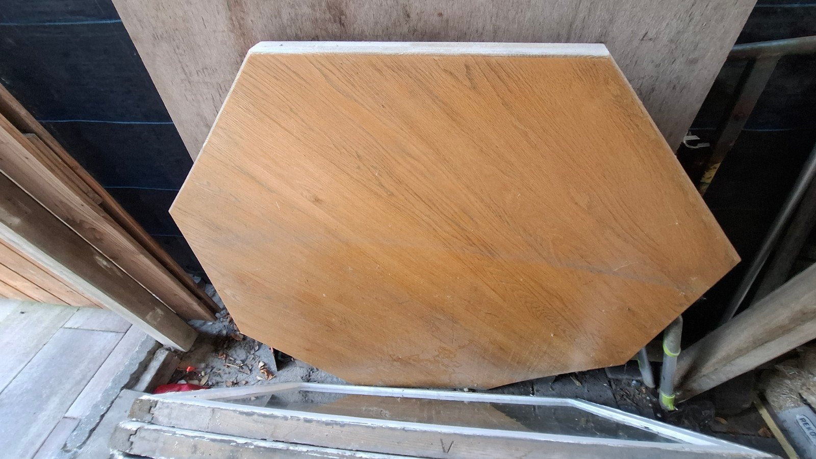 achthoekig vol eiken tafelblad, 100 tot 150 cm, Rustiek, Tafelblad, Overige vormen