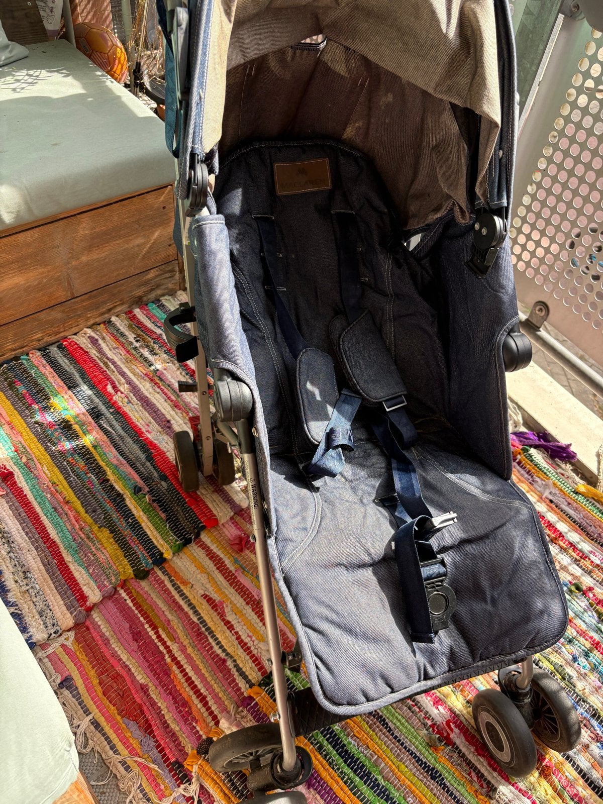 Maclaren Quest buggy - denim look, Kinderen en Baby's, Buggy's, Ophalen, Gebruikt, Maclaren, Verstelbare rugleuning
