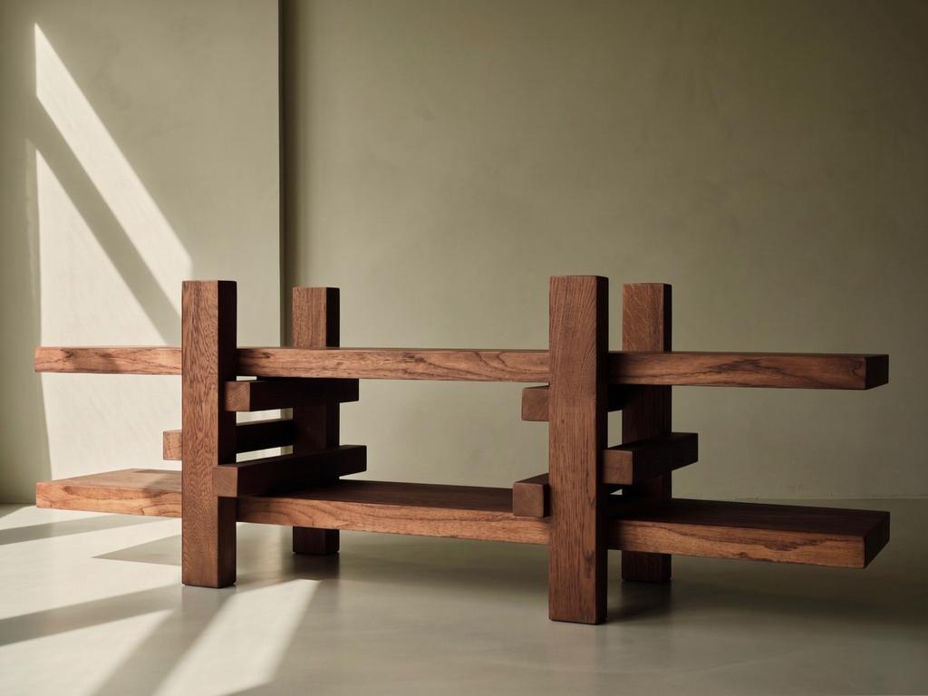 BEDROCK MASS - Brutalistisch sideboard / open dressoir kast, Met plank(en), 150 tot 200 cm, Eikenhout, Zo goed als nieuw