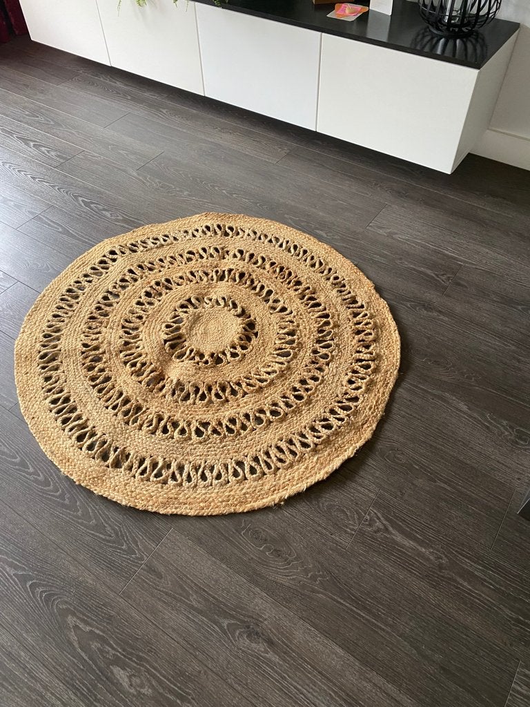 Rond vloerkleed, Huis en Inrichting, Stoffering | Tapijten en Kleden, Rond, Ophalen of Verzenden, Zo goed als nieuw, 100 tot 150 cm