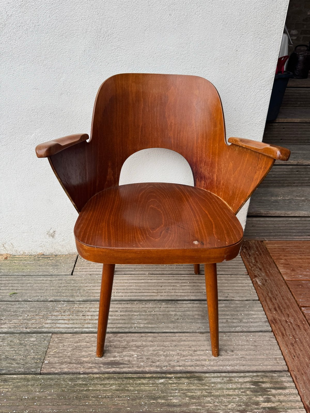 Vintage houten stoel met armleuningen thonet, Ophalen of Verzenden