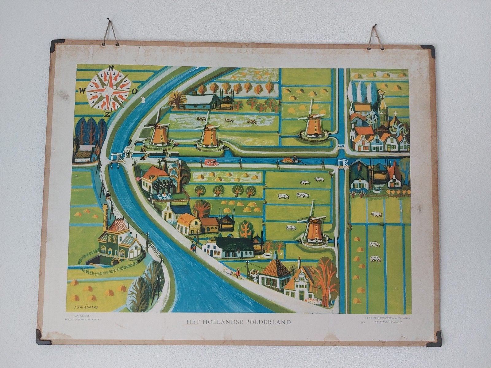 Schoolplaat Het Hollandse polderlandschap, Ophalen of Verzenden