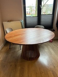 Ronde eetkamertafel NOUS Living Sansa, Ophalen, 100 tot 150 cm, Rond, Zo goed als nieuw