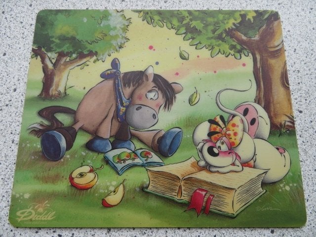 Diddl mousemat muismat  merk Depeche met Diddlina en Galupy, Ophalen of Verzenden, Gebruikt, Plaatje of Poster