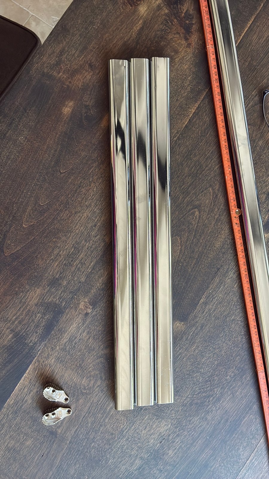 2 roedes 50,8cm en 1 roede 122,7cm met roedehouders, Ophalen, Zo goed als nieuw, Zilver, Metaal