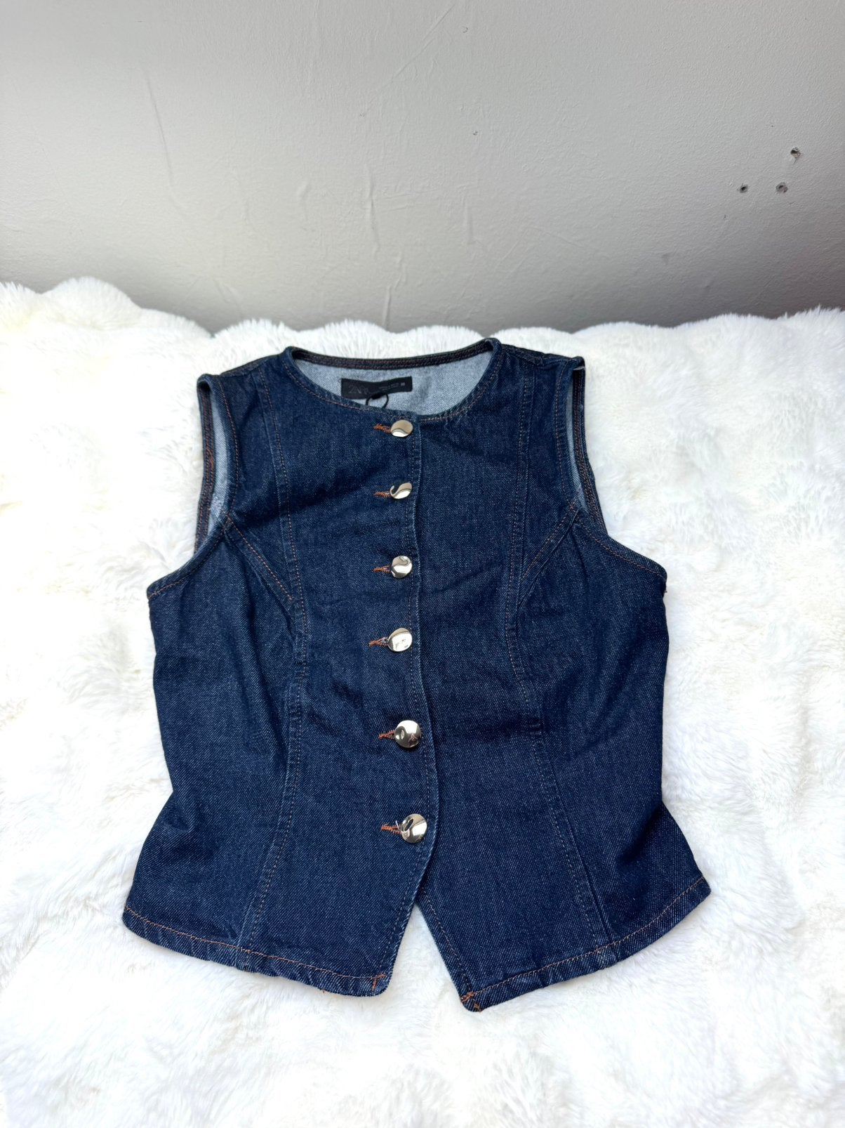 Denim Gilet zara, Blauw, Ophalen of Verzenden, Zo goed als nieuw, Maat 36 (S)