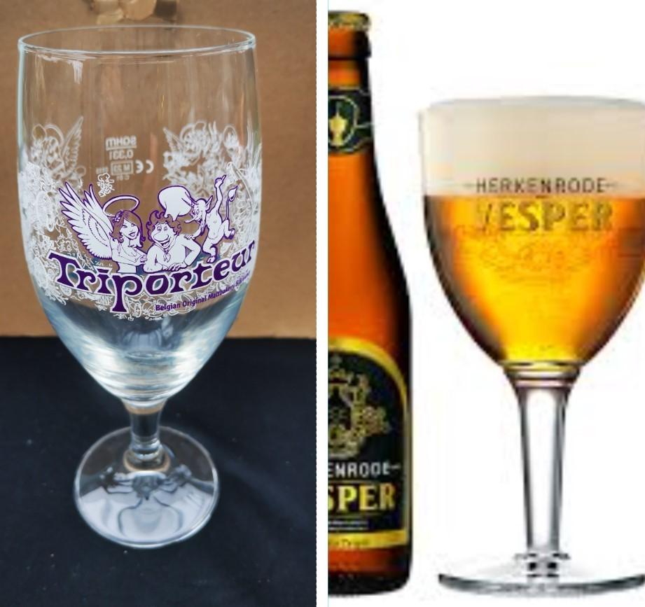 18 Triporteur en Herkenrode Vesper speciaal bier bierglazen, Ophalen of Verzenden, Nieuw, Bierglas