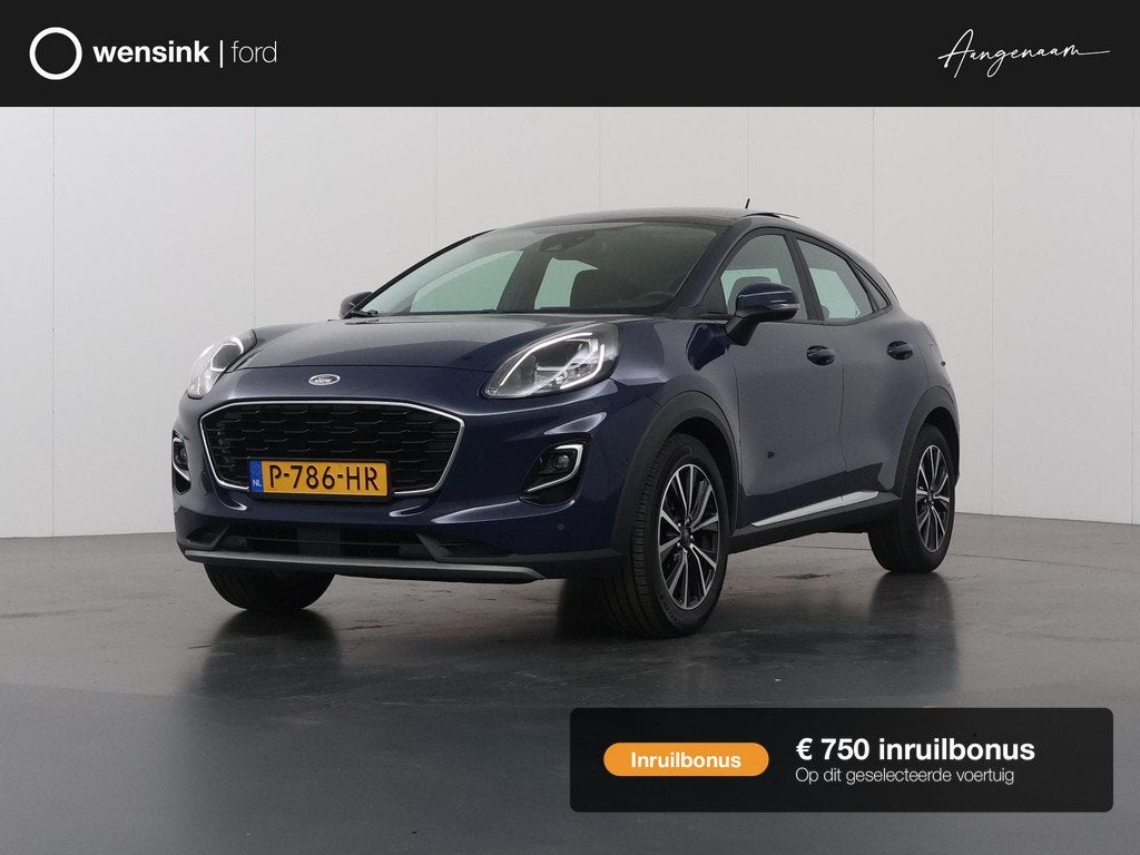 Ford Puma 1.0 EcoBoost Hybrid Titanium | Trekhaak | Panorama, Auto's, Ford, Blauw, Bedrijf, 3 cilinders, SUV of Terreinwagen