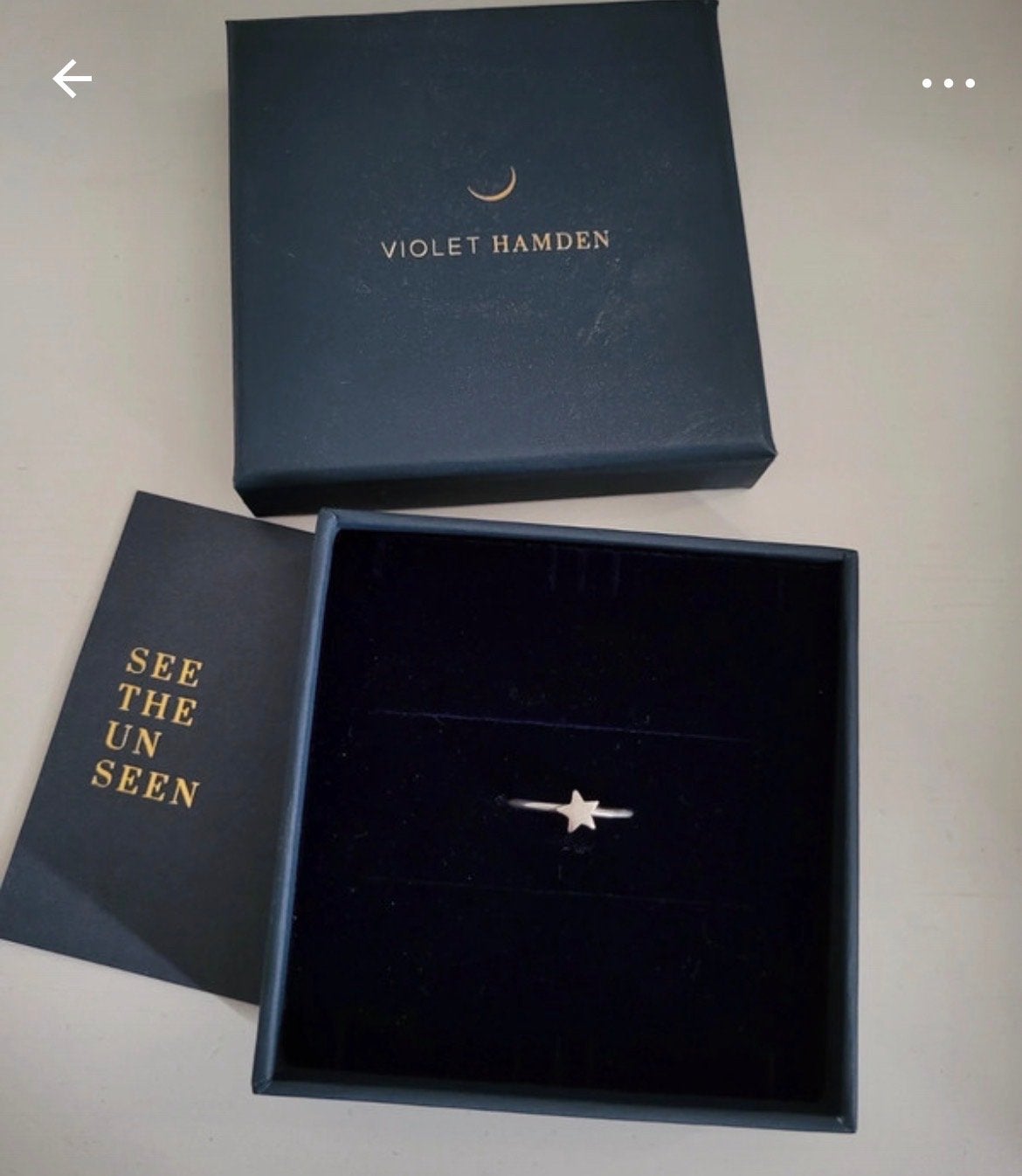Zilveren ring maat 18 Violet Hamden met ster, 18 tot 19, Gebruikt, Ophalen of Verzenden, Dame