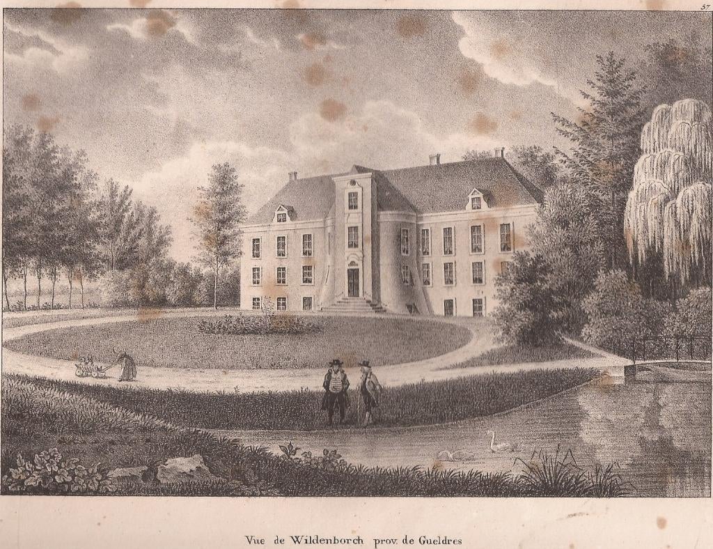 Vorden Kasteel De Wildenborch Vue de Wildenborch Litho 1825, Antiek en Kunst, Kunst | Etsen en Gravures, 1800 - 1899, Architectuur