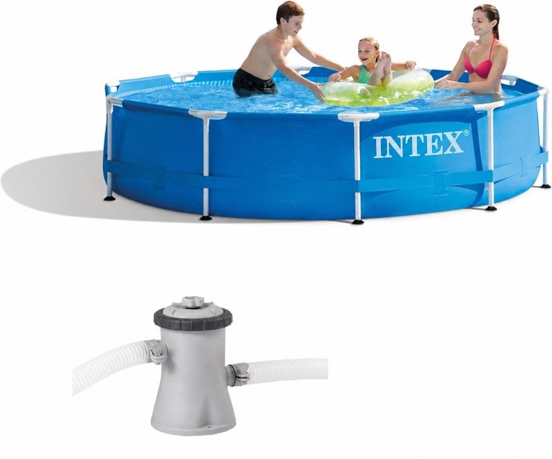 Intex Metal Frame zwembad 305 x 76 cm-met 12-Volt filterp..., Minder dan 80 cm, Rond, Mailto:service@intexcorp.nl, Ophalen of Verzenden