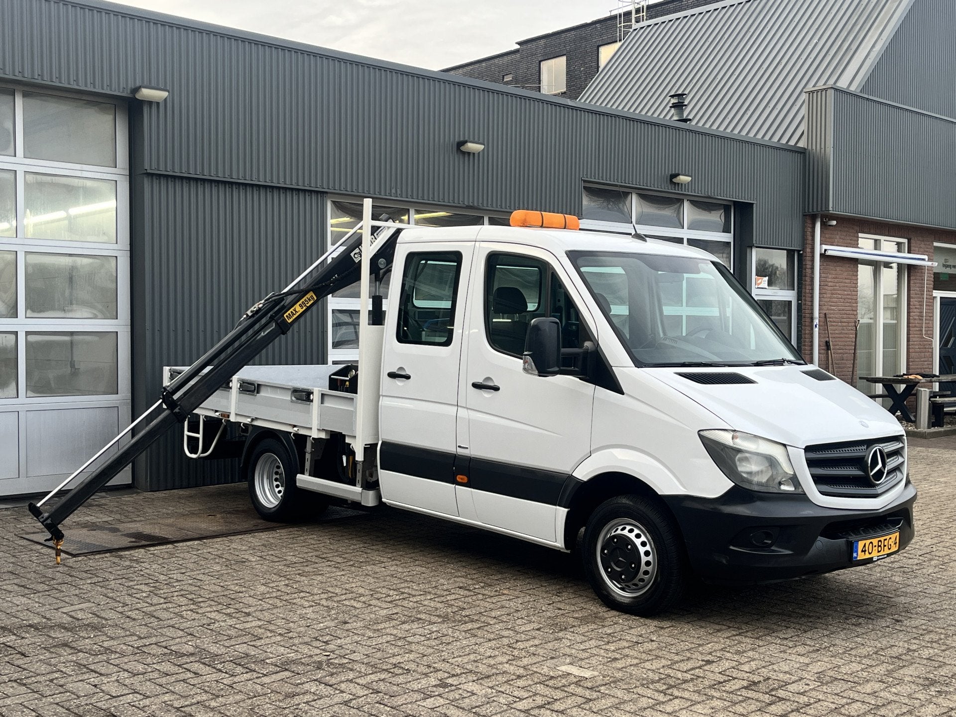Mercedes-Benz Sprinter 513 CDI 130pk DC Laadkraan Hiab 017T, Stof, Gebruikt, 4 cilinders, Wit