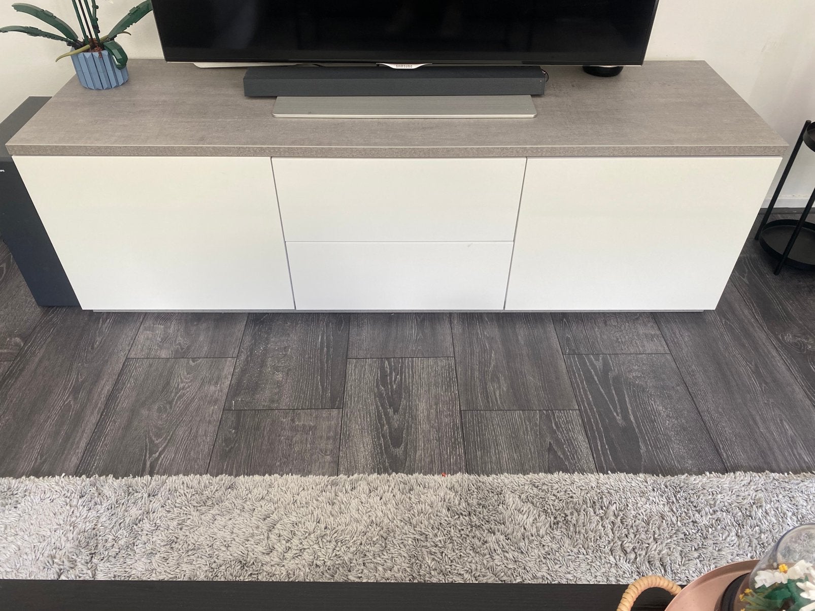 Tv meubel wit grijs, Ophalen, Gebruikt, 100 tot 150 cm, Minder dan 100 cm