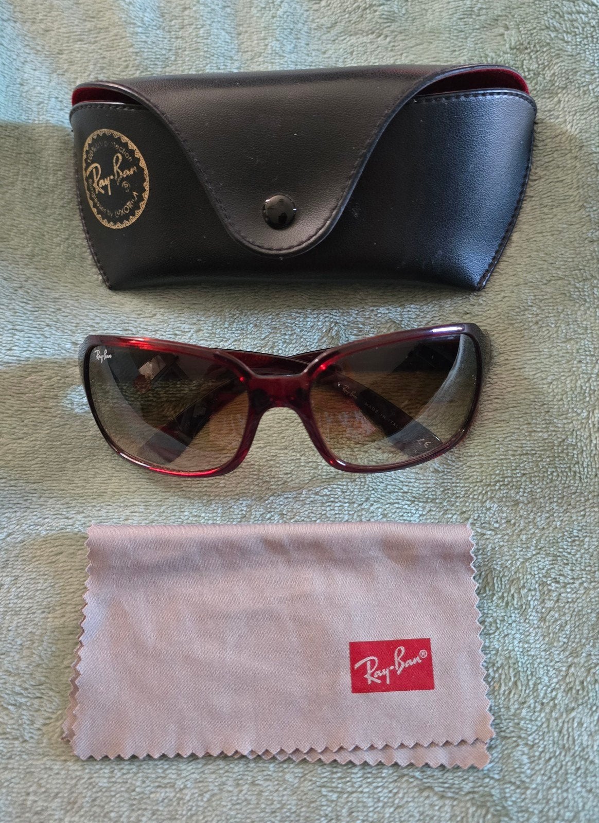 Ray-Ban zonnebril met etui en doekje, Ophalen, Zonnebril, Bruin, Zo goed als nieuw