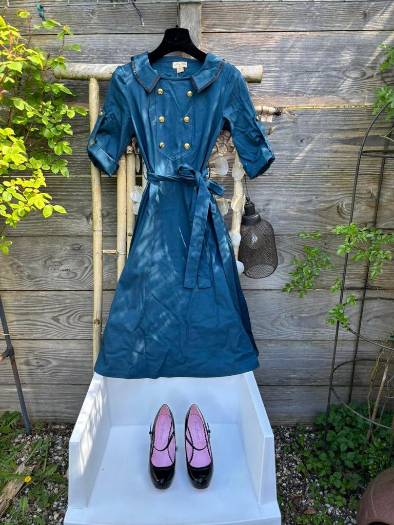Petrol kleurige jurk Lindy Bop, Kleding | Dames, Maat 38/40 (M), Blauw, Nieuw, Ophalen of Verzenden