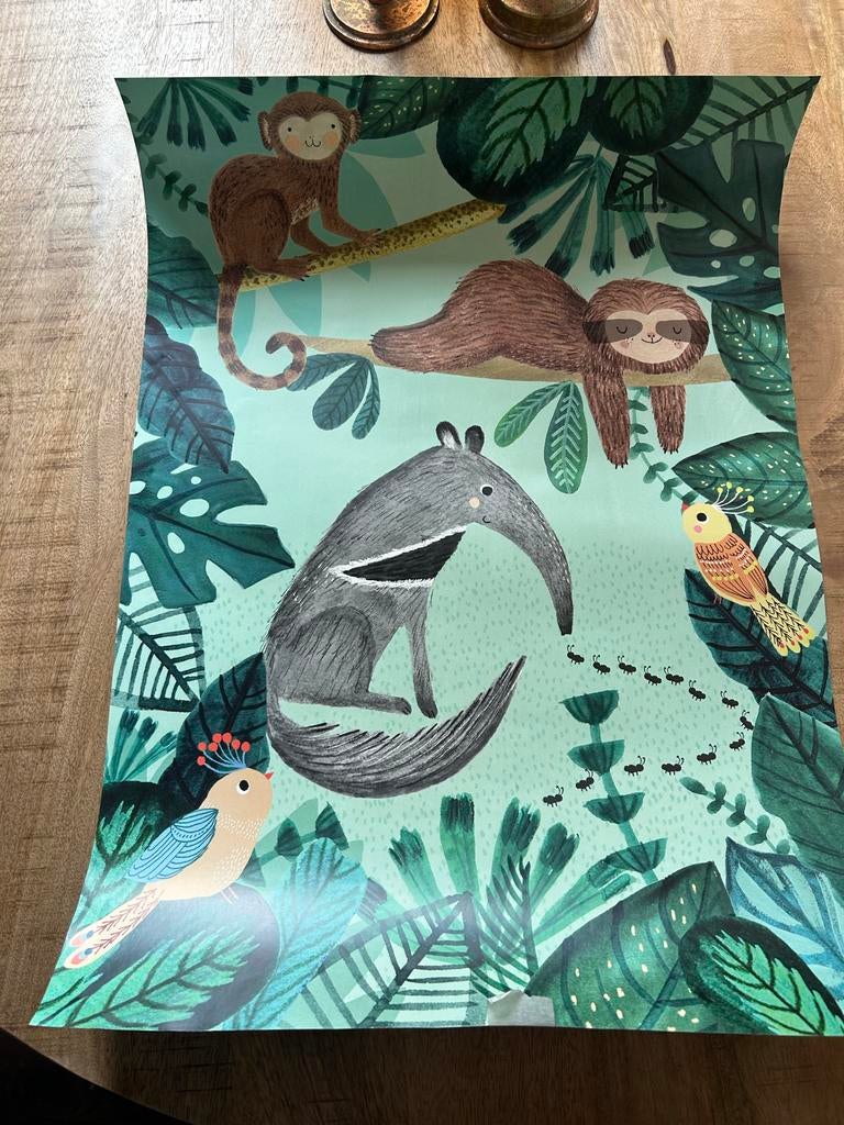 Jungle dieren poster, Kinderen en Baby's, Kinderkamer | Inrichting en Decoratie, Ophalen of Verzenden, Gebruikt, Wanddecoratie