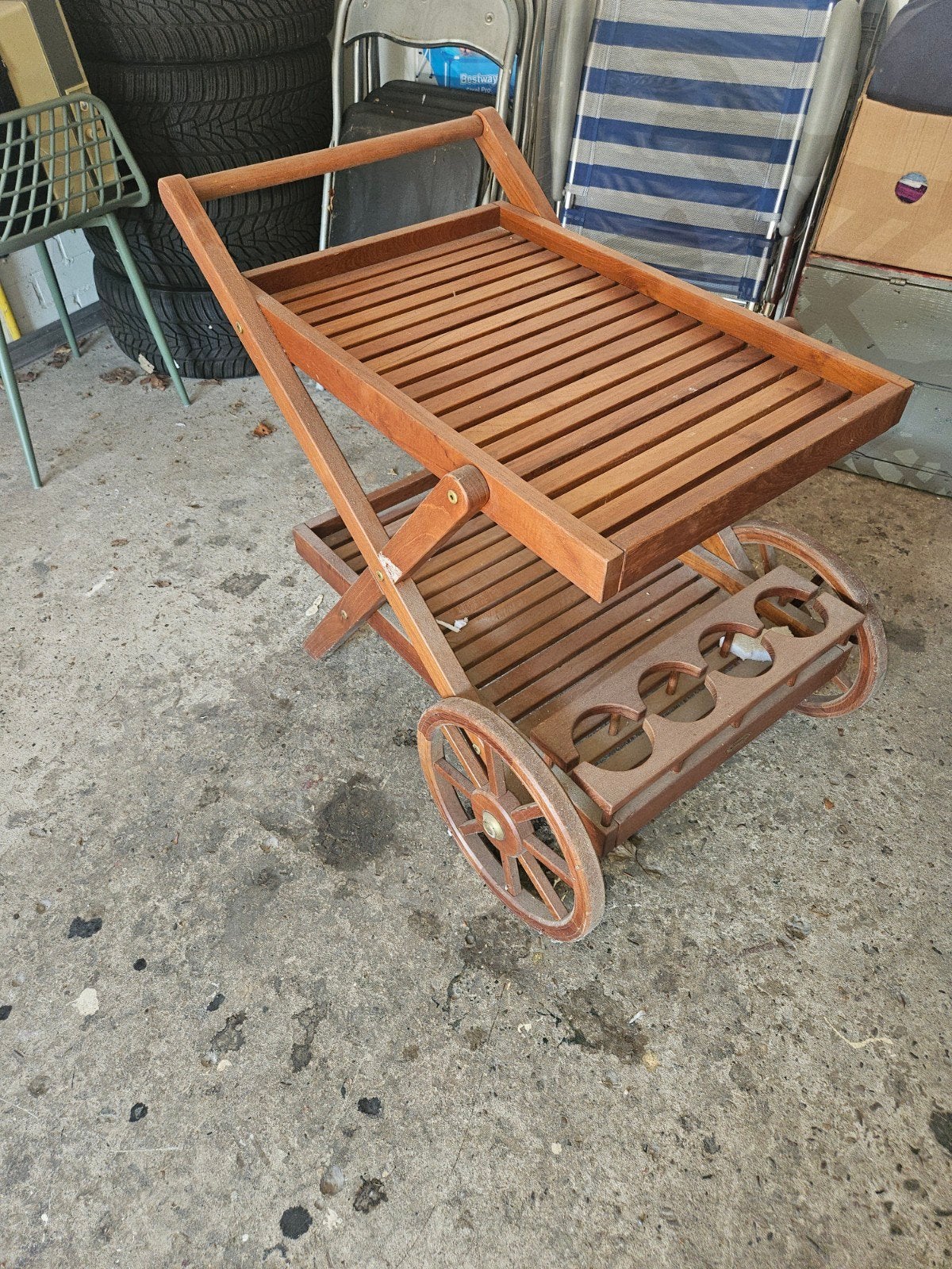 Houten serveerwagen / theewagen - beetje stoffig maar goed, Ophalen, Gebruikt