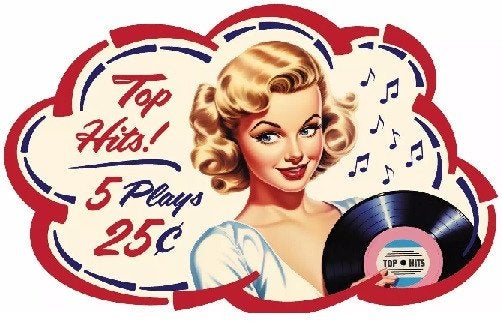 jukebox coin sticker., Ophalen of Verzenden, 1970 tot heden, Overige merken