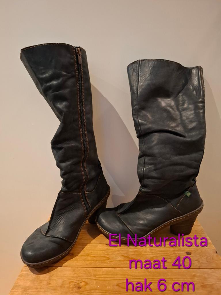 El Naturalista laarzen maat 40, hak 6 cm, Hoge laarzen, Zwart, Gedragen, El Naturalista