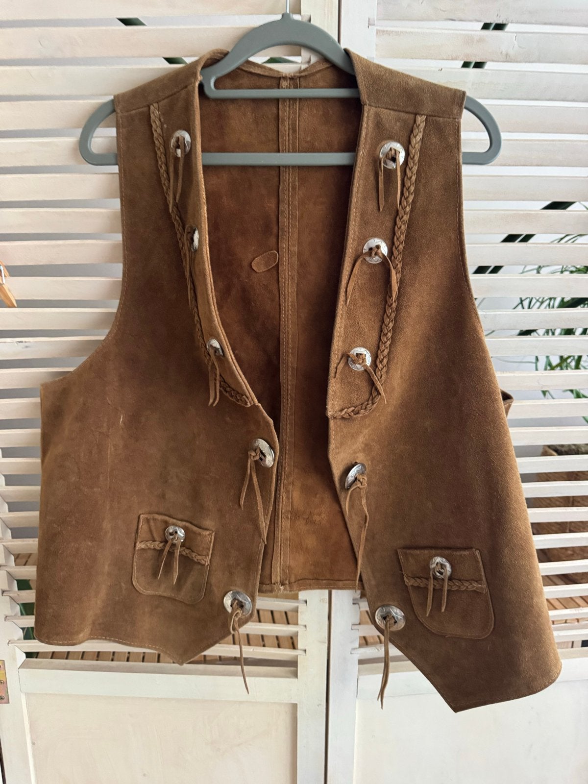 Vintage suède vest met western details, Ophalen of Verzenden, Zo goed als nieuw