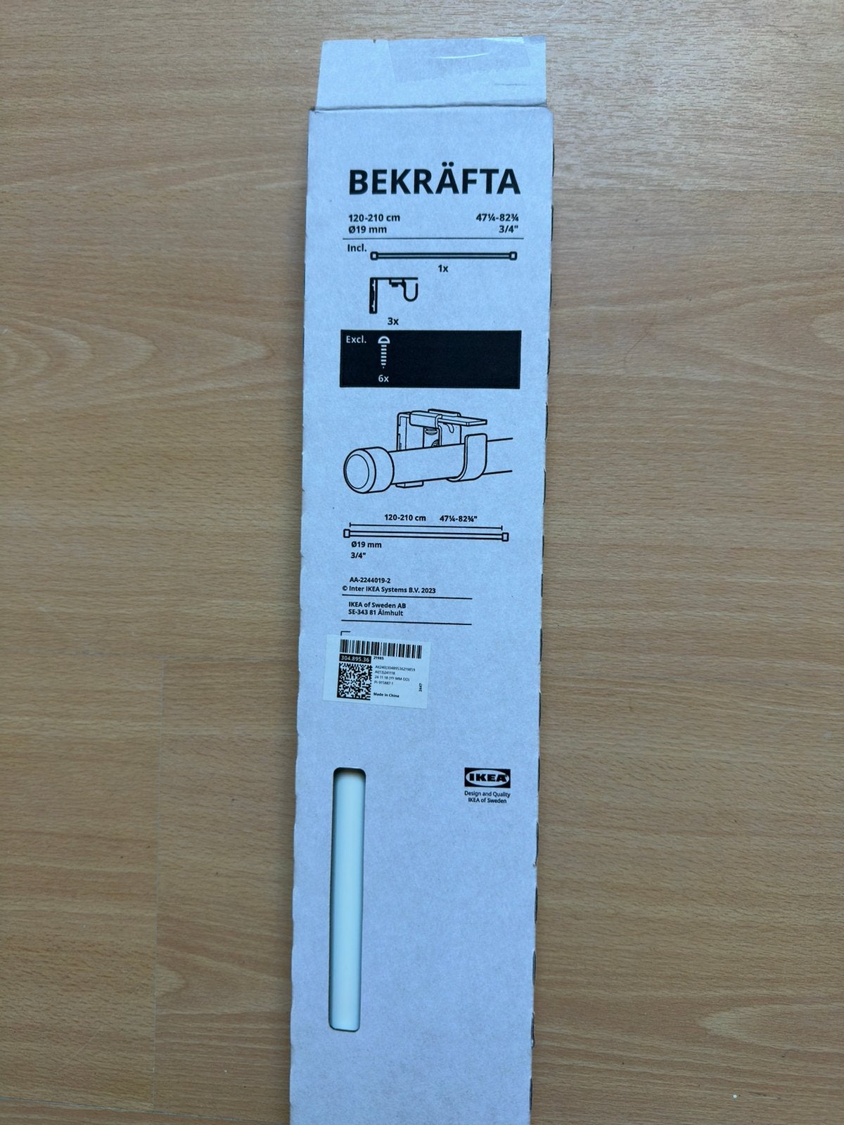 IKEA BEKRÄFTA gordijnroede 120–210 cm – wit – nieuw, Huis en Inrichting, Ophalen, Vitrage, Wit, Zo goed als nieuw