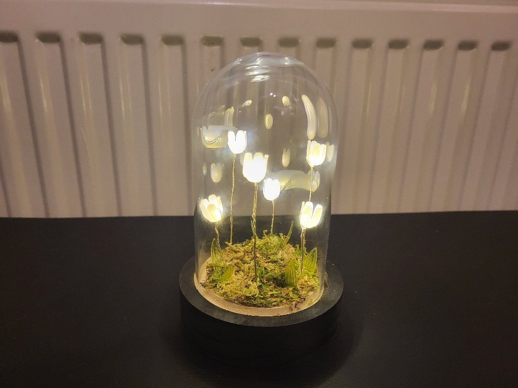 Betoverende Led bloemen in glazen stolpje, Ophalen of Verzenden