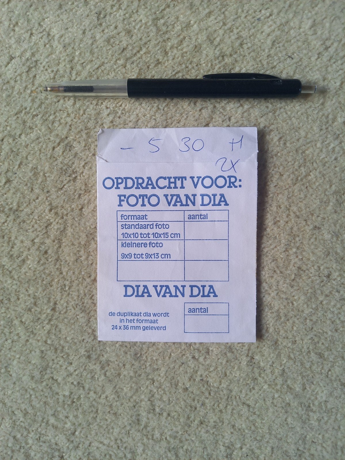 oude OPDRACHTBON foto/dia, Verzenden, 1960 tot 1980, Zo goed als nieuw, Overige onderwerpen