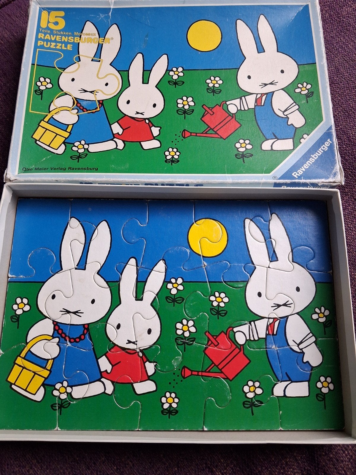 Vintage ravensburger puzzel Nijntje in de tuin, Ophalen of Verzenden, 10 tot 50 stukjes, Zo goed als nieuw