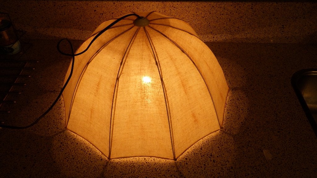vintage paraplu hanglamp van stof, Ophalen of Verzenden, Textiel