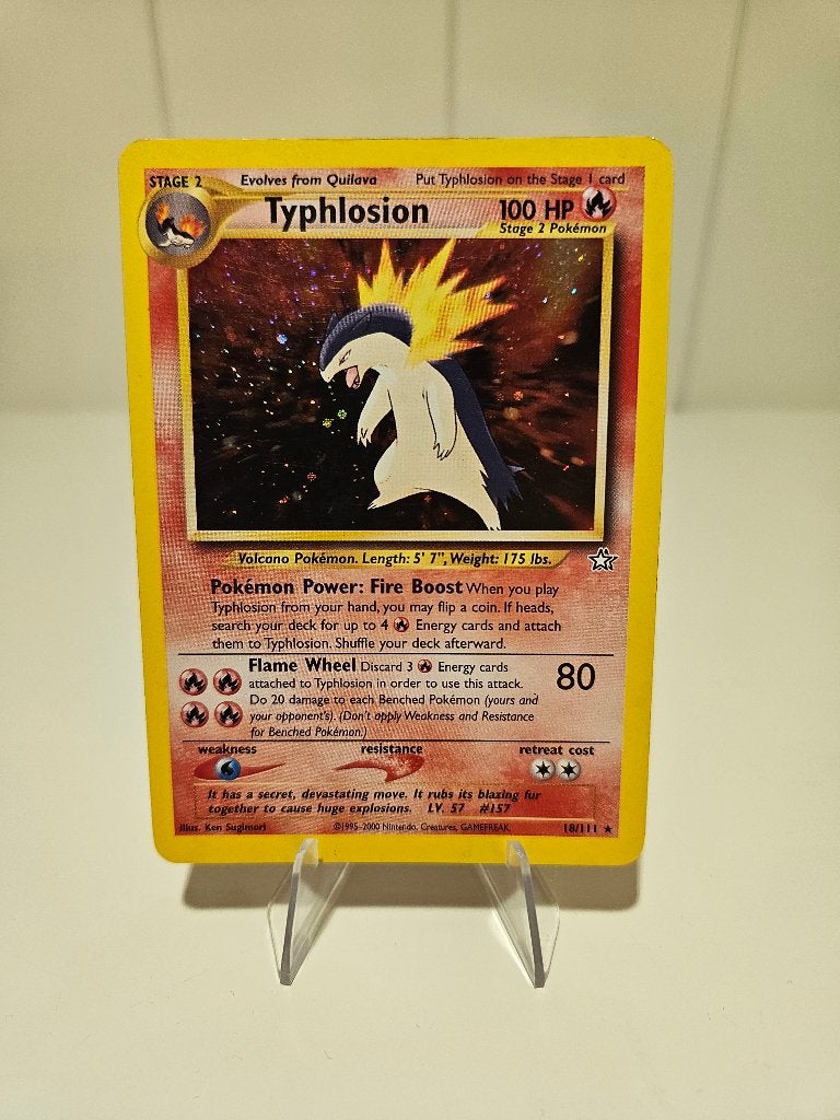 Typhlosion 18/111 Neo genesis ENG, Ophalen of Verzenden, Zo goed als nieuw, Losse kaart