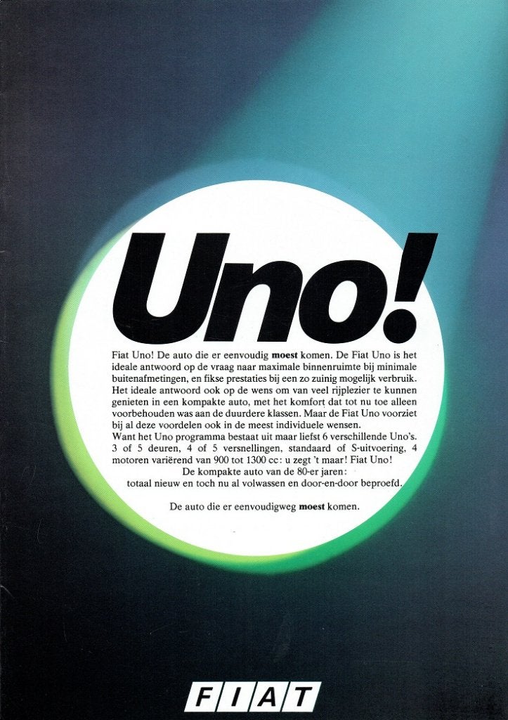 Folder Fiat Uno (ca.1983), Verzenden, Gelezen, Overige merken